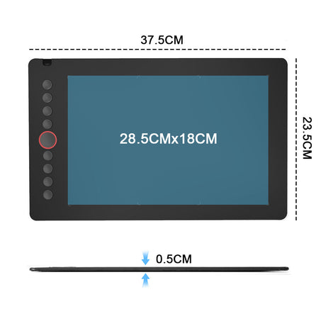 Digital Graphics Tablet Drawing Pad 8192 Levels Large Working Area 285x180mm Compatible with Win/MacOS Support PC/Mobile for Drawing Designing Teaching