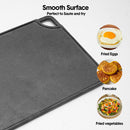 Reversible Cast Iron Griddle Rectangular BBQ Plate 43x24cm Double-Sided Flat Top Griddle Pan and Grooved Grill for Gas Stovetop Oven and Open Fire Black