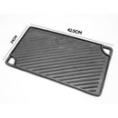 Reversible Cast Iron Griddle Rectangular BBQ Plate 43x24cm Double-Sided Flat Top Griddle Pan and Grooved Grill for Gas Stovetop Oven and Open Fire Black
