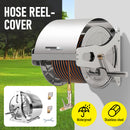 Large Stainless Steel Garden Hose Reel Cart Portable Pipe Holder With Rainproof Sunscreen Protection Lid and Crank Handle