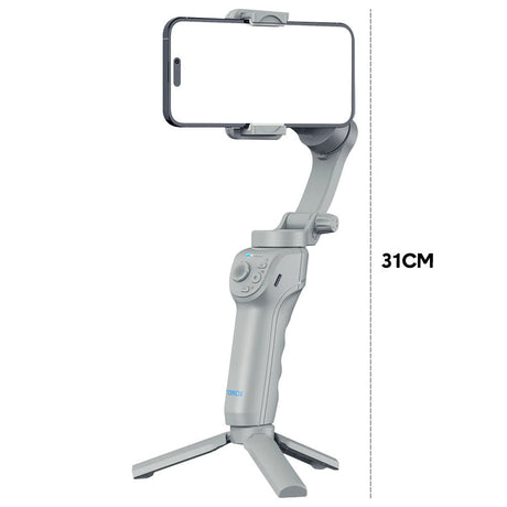 Portable Mobile Intelligent Gimbal 3 Axis Handheld Foldable and Rechargeable Smartphone Stabilizer 8 Modes with Tripod for Video Recording Face Tracking