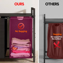 Laundry Hamper Basket Metal Laundry Organizer with MDF Shelf and 2 Waterproof Pull-Out Removable Dirty Clothes Bags for Laundry Room Bedroom Bathroom Dorm