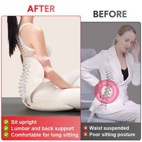 BKT Cushion Portable Ergonomic Lower Back Seat Lumbar Support Chair Posture Correction Max Load 110kg for Home Office Chair and Floor Seat Red Heart Design