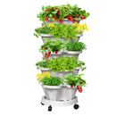 5 Tier Stackable Planter Pots Vertical Garden Stacking Space Saving High Yield Ideal for Herbs Flower Plants Veggies With Wheel White 37cm Width