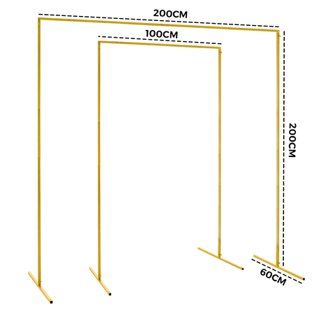 Golden Square Wedding Arch Adjustable 1M-2M Flower Rack Backdrop Stand Balloon Arch Stand for Wedding Birthday Party Garden Ceremony Decoration