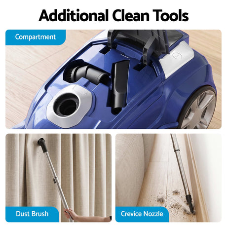 DEVANTI Bagged Vacuum Cleaner Powerful Suction for Carpet Wood Tile Floor