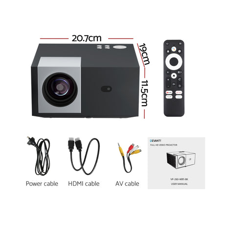 Devanti Video Project 4K 1080P Official Google TV 5G Wifi Home Cinema