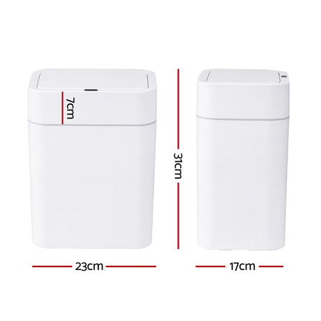 Artiss Rubbish Bin 12L 2-Pack Sensor Kitchen Automatic Motion Touchless White
