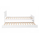 Artiss Single Bed Frame with Trundle Solid Wood Toddler Bunk Bed with Headboard White