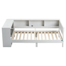 Artiss White Single Solid Wood Corner Platform Bed Frame with Built-in Desk, Storage Shelves and USB-C Charging Station for Small Spaces, Wooden Bed Base for Guest Room