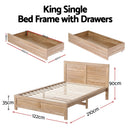 Artiss King Single Size Bed Frame with 2 Drawers Bedroom Furniture