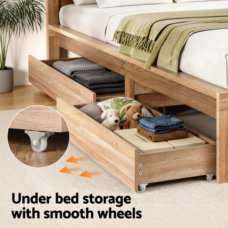 Artiss Queen Size Bed Frame with 2 Drawers Bedroom Furniture