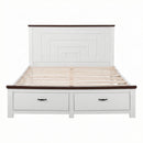 Artiss Double Wooden Bed Frame with 2 Drawer Platform Bed with 108cm Solid High Headboard White Bed Base for Bedroom Easy Assembly