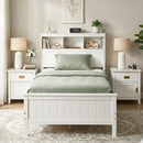 Artiss Single Bed Frame with Storage Headboard and Footboard Wooden Bed Base White