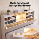 Artiss King Single Bed Frame with Storage, 4 Drawers, USB and Night Light White