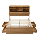 Artiss King Single Bed Frame with Storage, 4 Drawers, USB and Night Light Natural