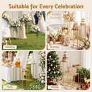 3Pcs Wedding Backdrop Pedestal Stand Gold Metal Hexagon Wedding Frame Plinth Pillars Table