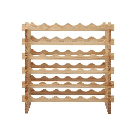 Artiss 36 Bottle Wooden Wine Rack 6 Tier Modular Wine Display Storage Stand Freestanding Holder Natural Pine Wood, 70 x 30 x 70cm