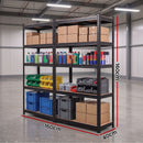 Giantz 2-Rack Garage Shelving 1.6X0.8m MDF Warehouse Shelves Storage Rack Black