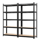 Giantz 2-Rack Garage Shelving 1.6X0.8m MDF Warehouse Shelves Storage Rack Black