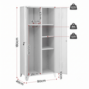 Artiss 2-Door Wardrobe Lockable Cabinet Storage Closet Hanging Rail Adjustable Shelves Cream White