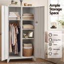 Artiss 2-Door Wardrobe Lockable Cabinet Storage Closet Hanging Rail Adjustable Shelves Cream White