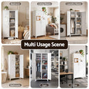 Artiss 2-Door Wardrobe Lockable Cabinet Storage Closet Hanging Rail Adjustable Shelves Cream White