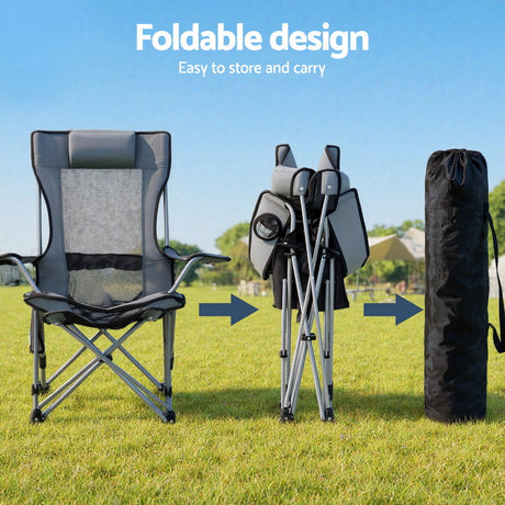 Weisshorn Camping Chair Adjustable Reclining Portable Outdoor Folding Chair Grey