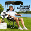 Weisshorn Camping Chair With Canopy Folding Outdoor Portable Seat Lightweight Beach Picnic Fishing Capacity 120KG Army Green