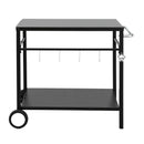 Weisshorn BBQ Camp Party Table, Garden Backyard Outdoor Cart Stainless Steel Prep Table Mobile Kitchen Trolley Heavy Duty with Wheels Tank Holder Hooks, Black
