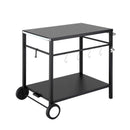 Weisshorn BBQ Camp Party Table, Garden Backyard Outdoor Cart Stainless Steel Prep Table Mobile Kitchen Trolley Heavy Duty with Wheels Tank Holder Hooks, Black