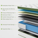 BedStory King Single 30cm Hybrid Mattress Cooling Gel Memory Foam 5 Zone Pocket Spring Bed Temperature Regulating
