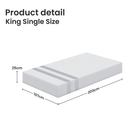 25cm King Single Reversible Gel Memory Foam Mattress BedStory Medium & Firm