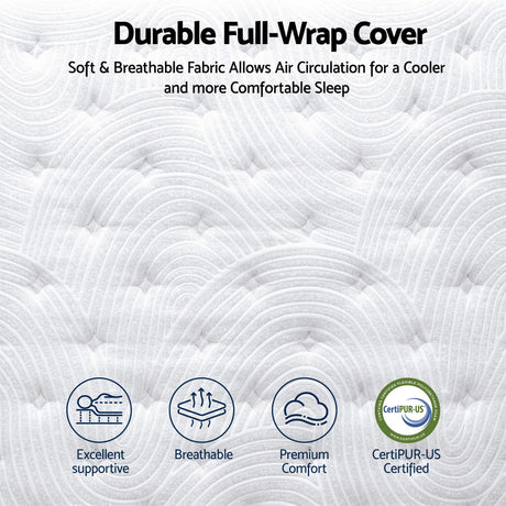 RoomSense Queen 34cm Medium Soft Gel Mattress Bundle, Oatmeal Bed Frame