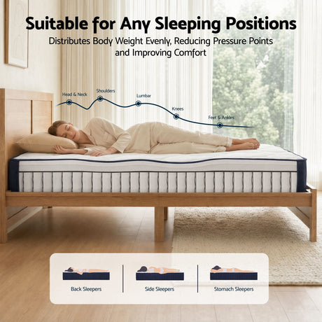 RoomSense Double 26cm Firm Mattress Bundle with Oatmeal Wooden Bed Frame