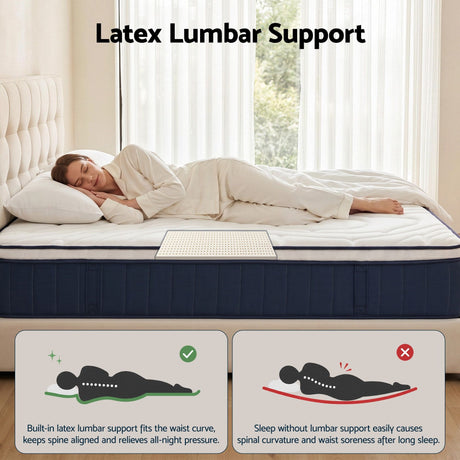 RoomSense King Mattress , 30cm Medium Firm Hybrid Mattress with Latex Lumbar Support for Back Pain Relief , Pocket Spring Mattress King Size in a Box