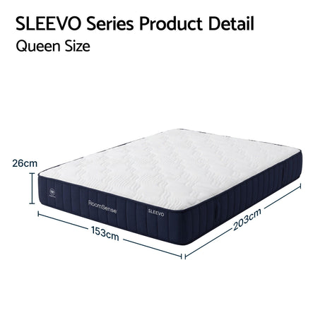 RoomSense Queen Mattress, 26cm Orthopedic Firm Mattress for Back Pain Relief, Pocket Spring Hybrid Mattress Queen Size for Home & Rental