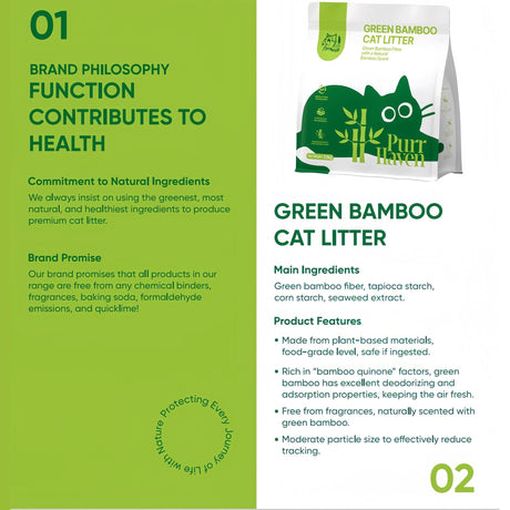 PurrHaven Bamboo Clumping Cat & Kitty Litter, 7.5kg (3 Pack),Dust Free,Natural Flusable,Easy to Clean,Odour Neutraliser,Rapid Liquid Absorption,Non-Toxic Formula