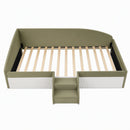 Artiss Single Upholstered Daybed, Centre Stair, Olive Green