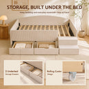 Artiss Single Upholstered Daybed with Side Stairs & Storage Drawers, Beige