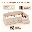 Artiss Single Upholstered Daybed with Side Stairs & Storage Drawers, Beige