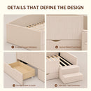 Artiss Single Upholstered Daybed with Side Stairs & Storage Drawers, Beige