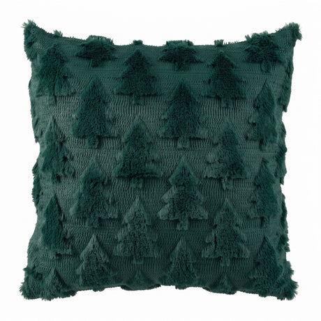 Jingle Jollys Christmas Tree Pillow Covers 2 Packs Cushion Covers Soft Faux Fur Jacquard Throw Pillow Covers 45 x 45cm Green