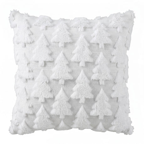 Jingle Jollys Christmas Tree Pillow Covers 2 Packs Cushion Covers Soft Faux Fur Jacquard Throw Pillow Covers 45 x 45cm White