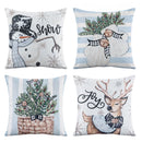 Jingle Jollys Christmas Cushion Covers Set of 4 Pillow Covers 45x45cm with 4 Cute Patterns Blue