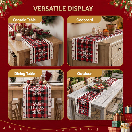 Jingle Jollys Christmas Table Runner Snowflake 190x32CM Dining Party Decor Linen