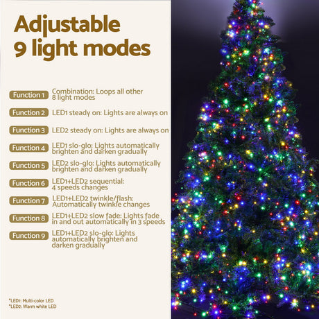 Jingle Jollys Christmas Tree 2.1m Xmas Tree Decoration 8 Light Mode Multi Colour