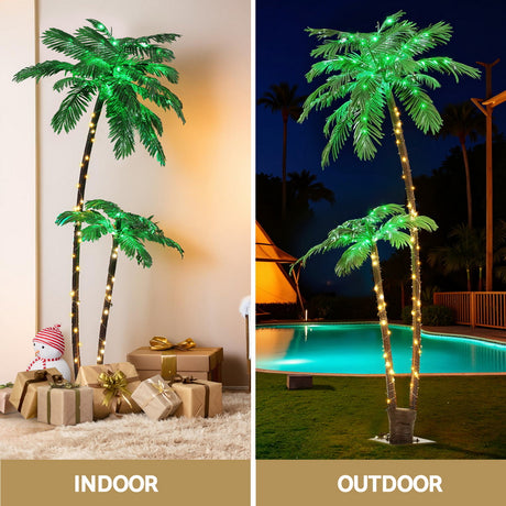 Jingle Jollys Christmas Tree 2.1m LED Lighted Xmas Palm Trees Party Decorations