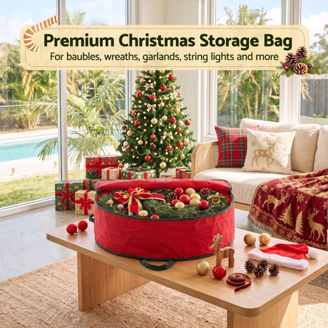 Jingle Jollys Christmas Garland Wreath Storage Bag Baubles Ornaments Container