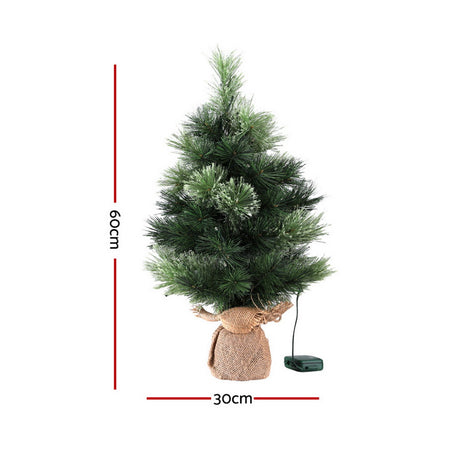 Jingle Jollys Christmas Tree 60CM Mini Tabletop 8 Light Modes Timer Xmas Tree
